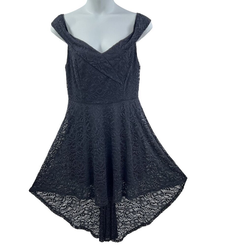 H R Homrain Women 3X Black Lace High Low Sleeveless Midi Dress Whimsigoth Witchy